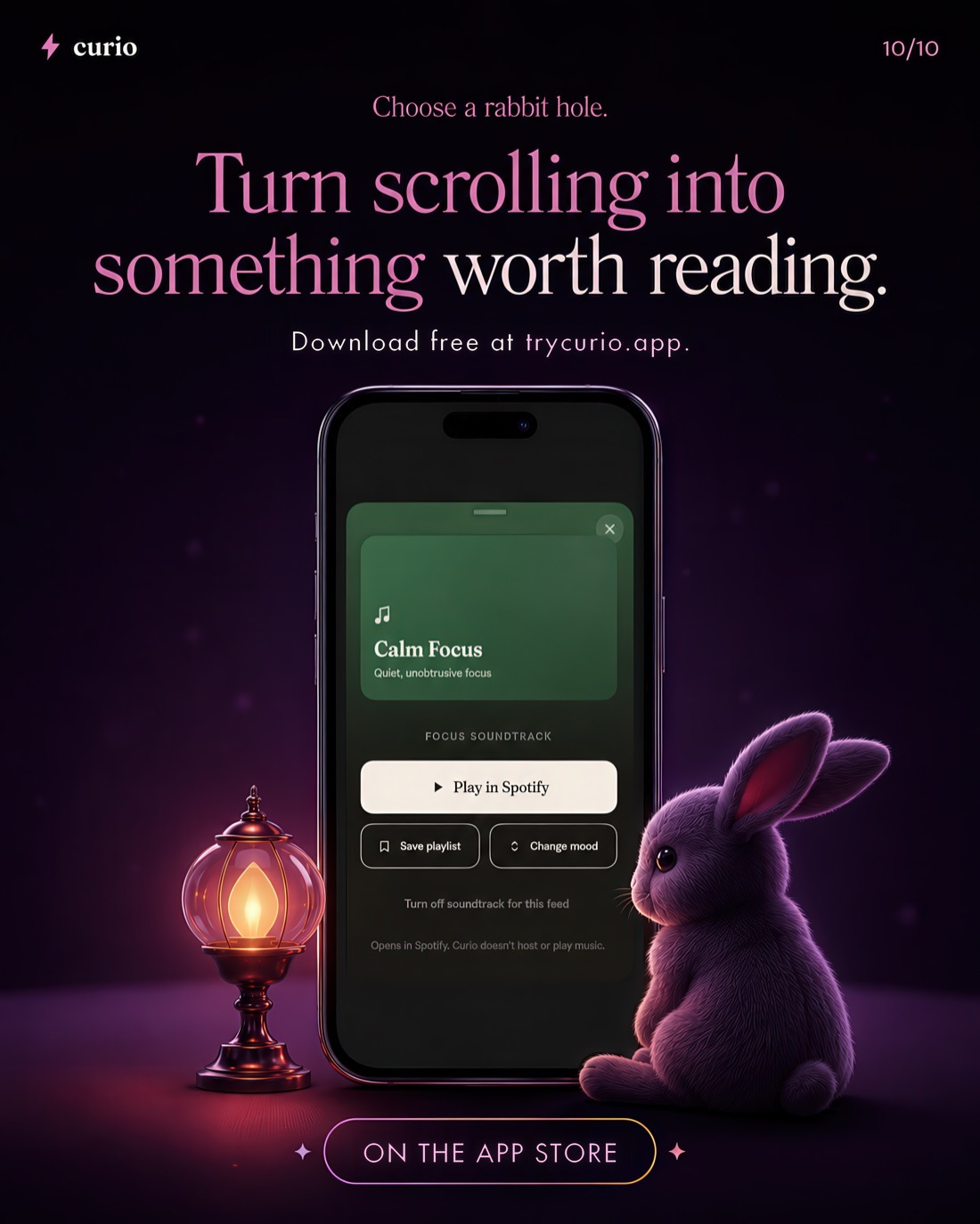 Turn scrolling into something worth reading — Curio, out now on the App Store.