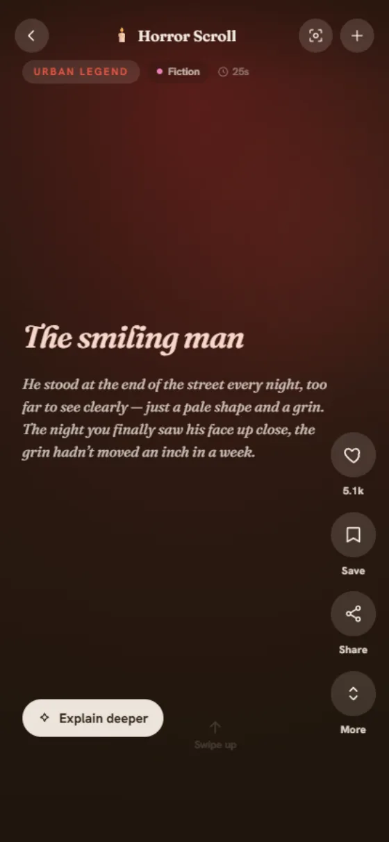 Curio swipe feed