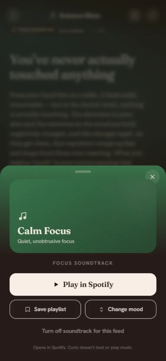 Curio Soundtrack Mode